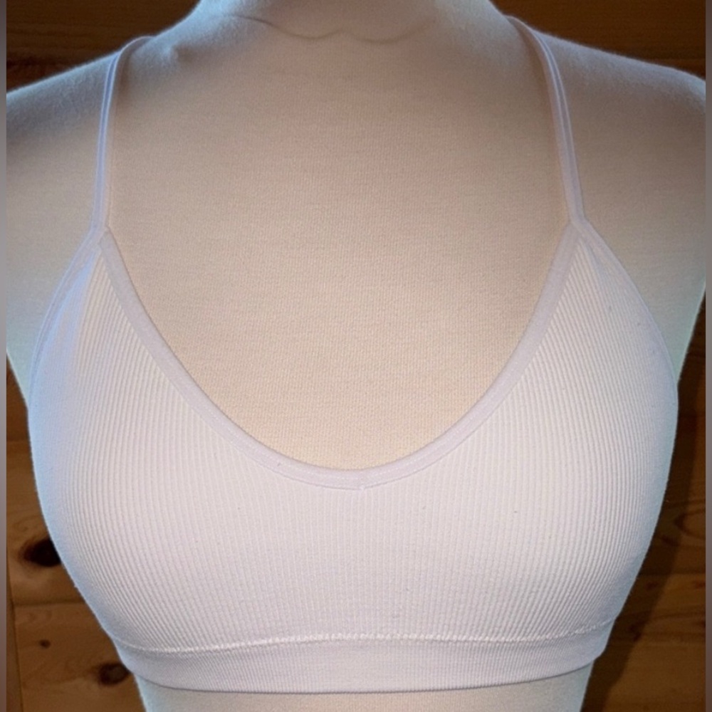 White Sheer Embroidered V-neck Bralette M/L